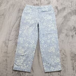 Vintage 90s Dockers Pants Womens 10 Blue Floral Crop Chino Casual Classic Recode